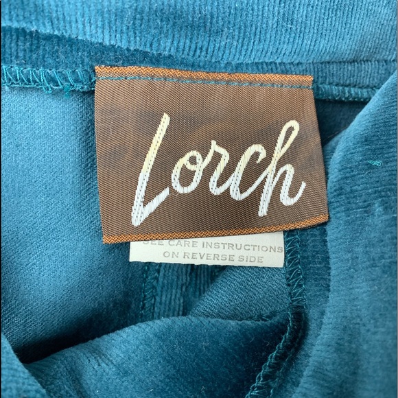 VINTAGE LORCH Midi Skirt Turquoise Corduroy High Waisted Style - Picture 4 of 8